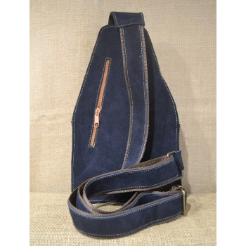 Torebka skórzana zamszowa grantowa typu gruszka  haftowana etnicznym kwiatowym  wzorem.